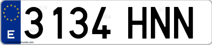 Ejemplo de matrícula de coche ordinaria 3134 HNN