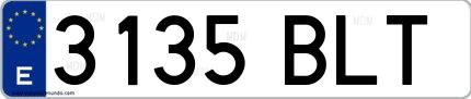 Ejemplo de matrícula española 3135 BLT