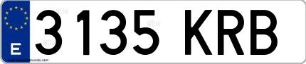 Ejemplo de matrícula española 3135 KRB