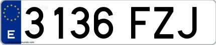 Ejemplo de matrícula española 3136 FZJ