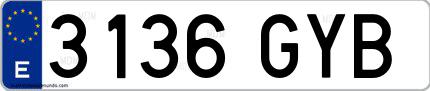 Ejemplo de matrícula española 3136 GYB