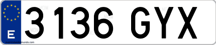 Ejemplo de matrícula de coche ordinaria 3136 GYX