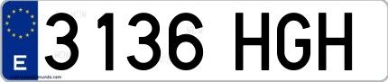 Ejemplo de matrícula española 3136 HGH