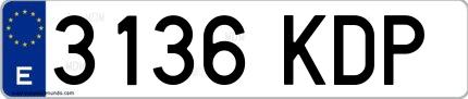 Ejemplo de matrícula española 3136 KDP
