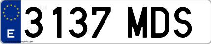 Ejemplo de matrícula de coche ordinaria 3137 MDS
