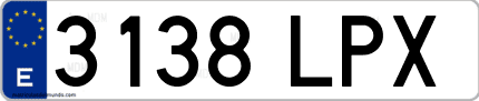 Ejemplo de matrícula de coche ordinaria 3138 LPX