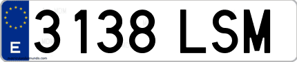 Ejemplo de matrícula de coche ordinaria 3138 LSM