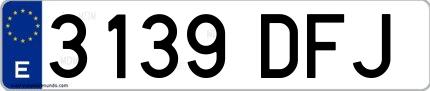 Ejemplo de matrícula española 3139 DFJ
