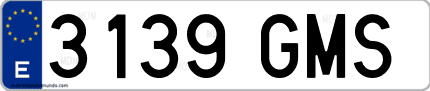 Ejemplo de matrícula de coche ordinaria 3139 GMS