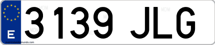 Ejemplo de matrícula de coche ordinaria 3139 JLG
