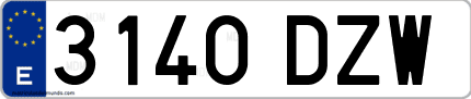 Ejemplo de matrícula de coche ordinaria 3140 DZW