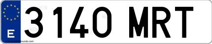 Ejemplo de matrícula española 3140 MRT