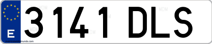 Ejemplo de matrícula de coche ordinaria 3141 DLS