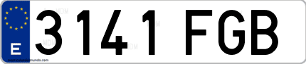 Ejemplo de matrícula de coche ordinaria 3141 FGB