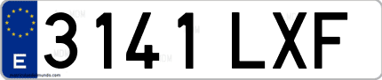 Ejemplo de matrícula de coche ordinaria 3141 LXF