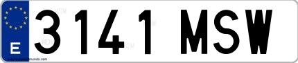 Ejemplo de matrícula española 3141 MSW
