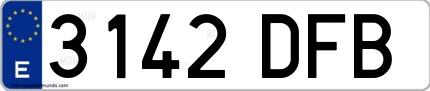 Ejemplo de matrícula española 3142 DFB