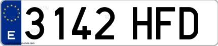 Ejemplo de matrícula española 3142 HFD