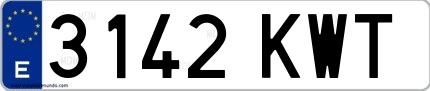 Ejemplo de matrícula española 3142 KWT