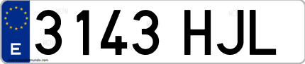 Ejemplo de matrícula de coche ordinaria 3143 HJL