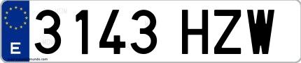 Ejemplo de matrícula española 3143 HZW