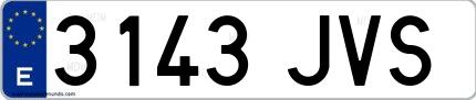 Ejemplo de matrícula española 3143 JVS