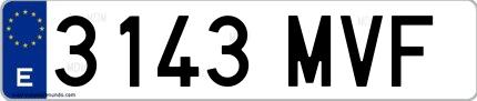 Ejemplo de matrícula española 3143 MVF