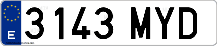 Ejemplo de matrícula de coche ordinaria 3143 MYD