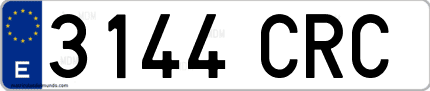 Ejemplo de matrícula de coche ordinaria 3144 CRC