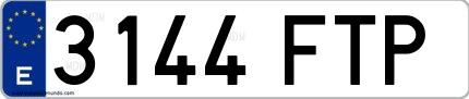 Ejemplo de matrícula española 3144 FTP