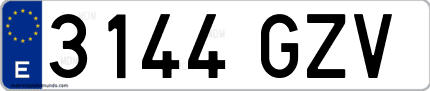 Ejemplo de matrícula de coche ordinaria 3144 GZV