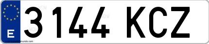 Ejemplo de matrícula española 3144 KCZ