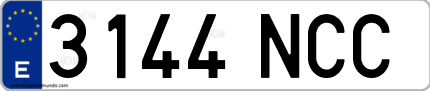 Ejemplo de matrícula de coche ordinaria 3144 NCC