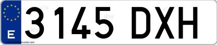Ejemplo de matrícula española 3145 DXH