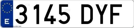 Ejemplo de matrícula española 3145 DYF