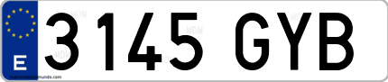 Ejemplo de matrícula de coche ordinaria 3145 GYB