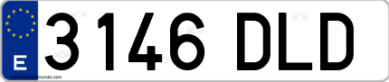 Ejemplo de matrícula de coche ordinaria 3146 DLD