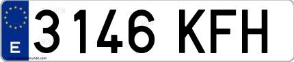 Ejemplo de matrícula española 3146 KFH