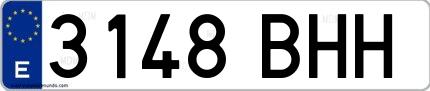 Ejemplo de matrícula española 3148 BHH