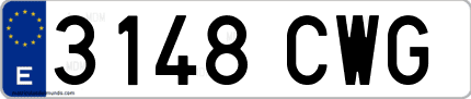 Ejemplo de matrícula de coche ordinaria 3148 CWG