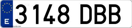 Ejemplo de matrícula de coche ordinaria 3148 DBB