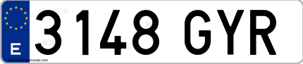 Ejemplo de matrícula de coche ordinaria 3148 GYR