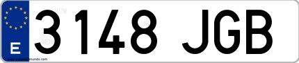 Ejemplo de matrícula española 3148 JGB