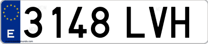 Ejemplo de matrícula de coche ordinaria 3148 LVH