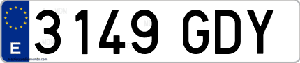 Ejemplo de matrícula de coche ordinaria 3149 GDY