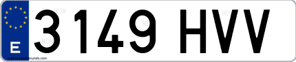 Ejemplo de matrícula de coche ordinaria 3149 HVV