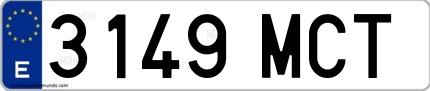 Ejemplo de matrícula española 3149 MCT