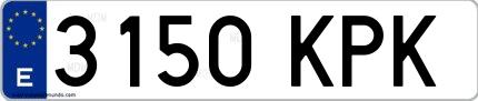 Ejemplo de matrícula española 3150 KPK