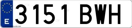 Ejemplo de matrícula española 3151 BWH