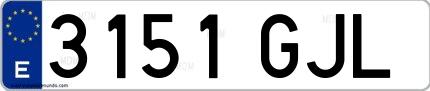 Ejemplo de matrícula española 3151 GJL